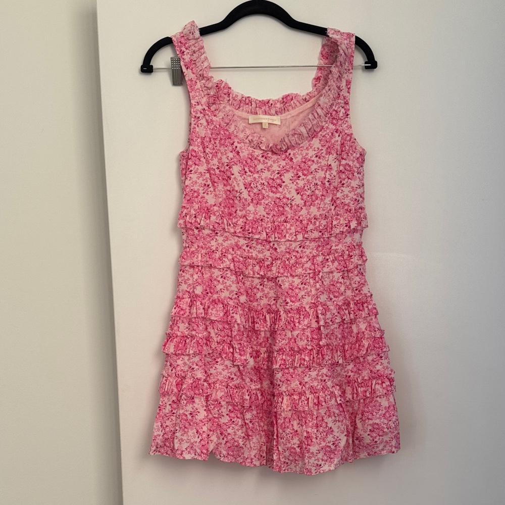 Pink Floral Sleeveless Dress love shack fancy